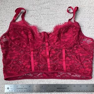 Dark red floral lace corselette. Size XL